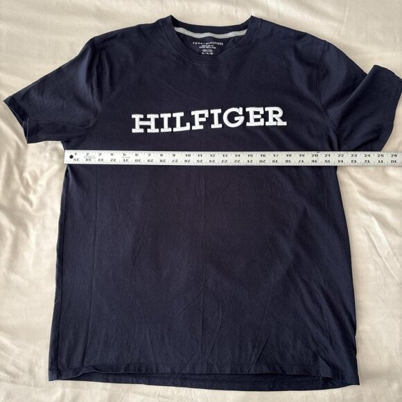 Tommy Hilfiger Navy Tee with White Embroidered Lettering - Picture 2 of 6
